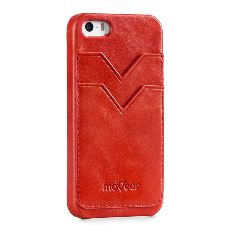 moVear backCover S+ Skórzane Etui Plecki do Apple iPhone SE / 5s / 5 | Skóra Vintage | Czerwony