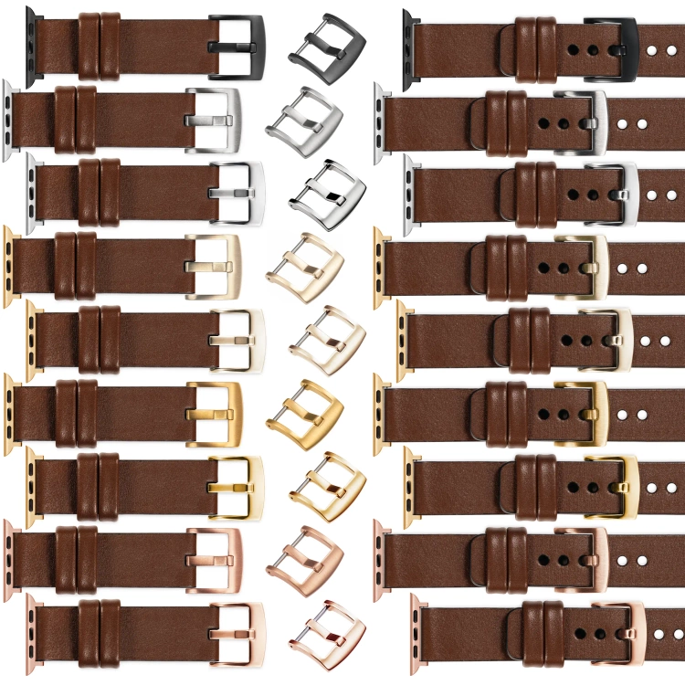 moVear Prestige S1 Skórzany pasek 22mm do Apple Watch 10 / 9 / 8 / 7 / 6 / 5 / 4 / SE (46/45/44mm) & Ultra (49mm) | Ciemnobrązowy [adapter i klamra do wyboru]