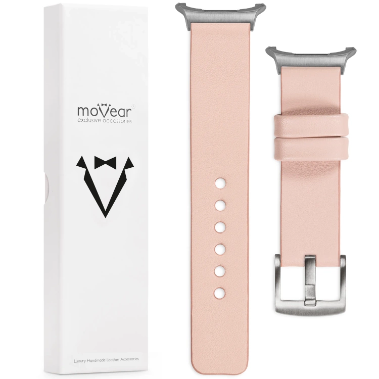 moVear Prestige S1 Skórzany pasek 22mm do Samsung Galaxy Watch Ultra | Różowy cielisty [rozmiary XS-XXL i klamra do wyboru]