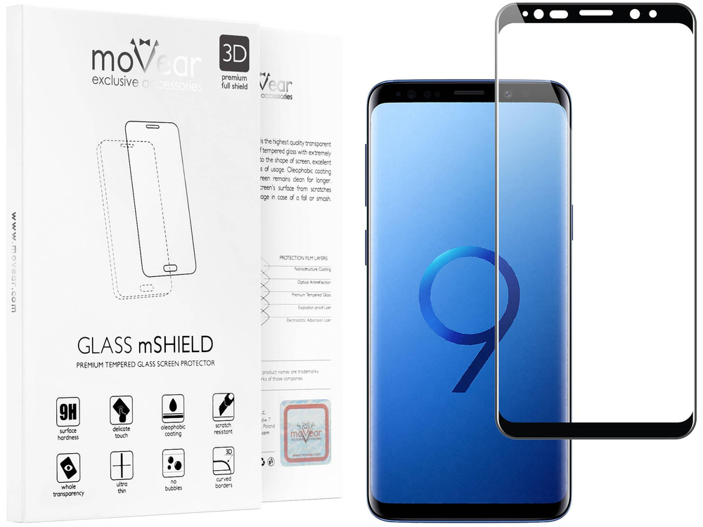 moVear GLASS mSHIELD 3D do Samsung Galaxy S9+ (Plus) (6.2") (na cały ekran)