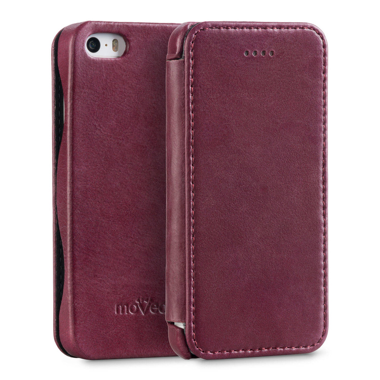 moVear flipSide C Skórzane Etui do Apple iPhone SE / 5s / 5 | Skóra Vintage | Fioletowy