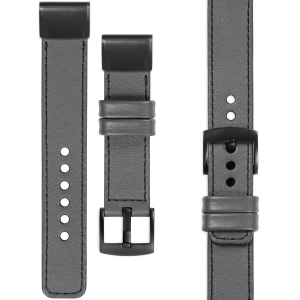 moVear Prestige C1 Skórzany pasek do Garmin QuickFit 22mm (Fenix / Forerunner / Epix / Instinct / Enduro / Quatix / MARQ - 47/45mm) | Szary, czarne przeszycie [rozmiary XS-XXL i klamra do wyboru]