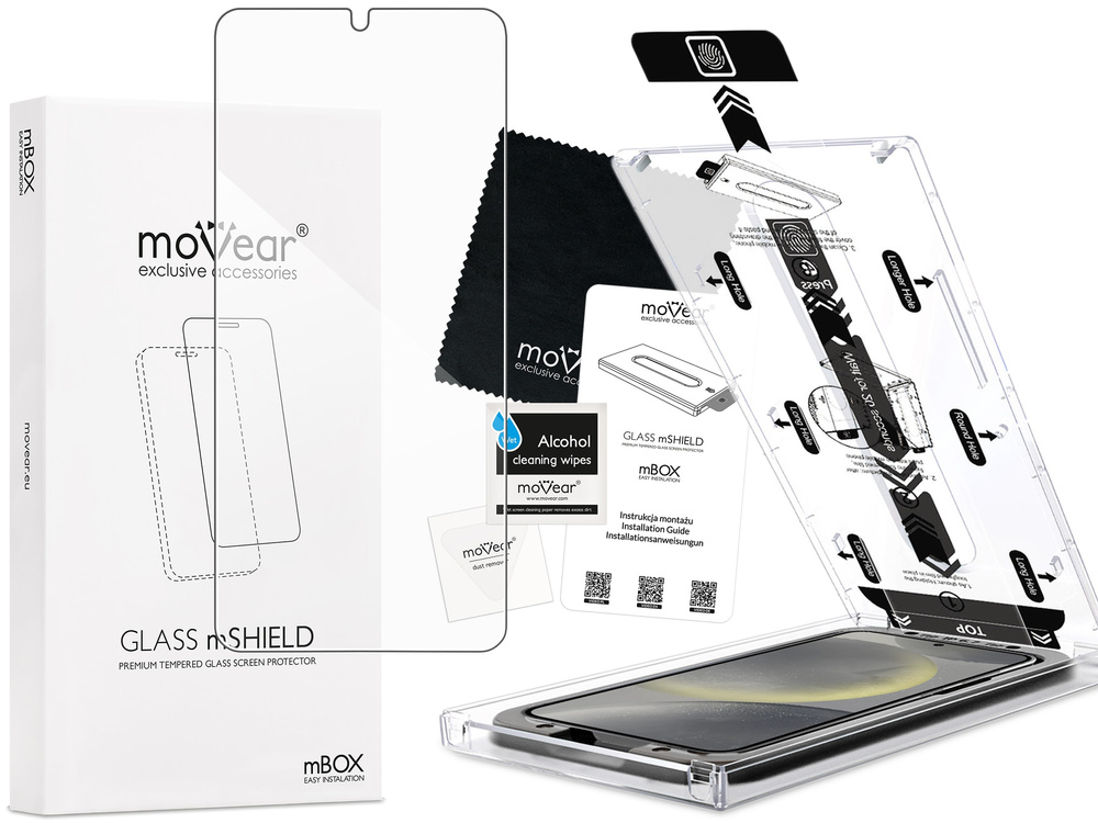 moVear mBOX GLASS mSHIELD 2.5D do Samsung Galaxy S25 / S24 (6.2") (łatwy montaż)