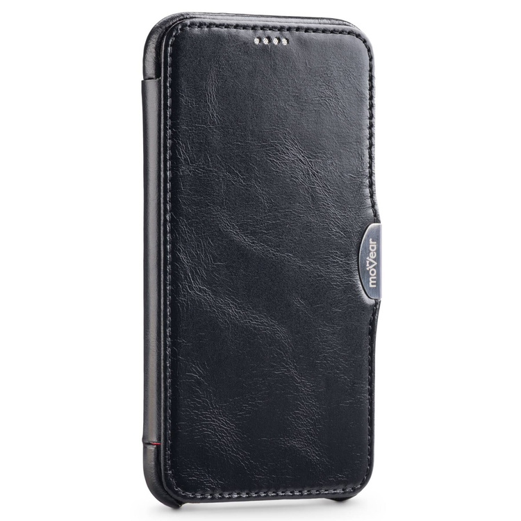 moVear flipSide C skórzane etui do Apple iPhone Xr (6.1") | Skóra naturalna vintage (Czarna)