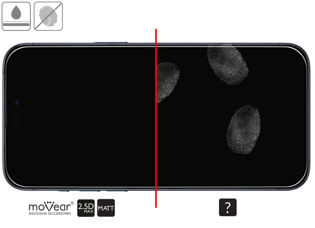 moVear mBOX GLASS mSHIELD 2.5D MAX MATT do Apple iPhone 15 Pro Max (6.7") (Antyrefleksyjne, kompatybilne z etui, z Aplikatorem)