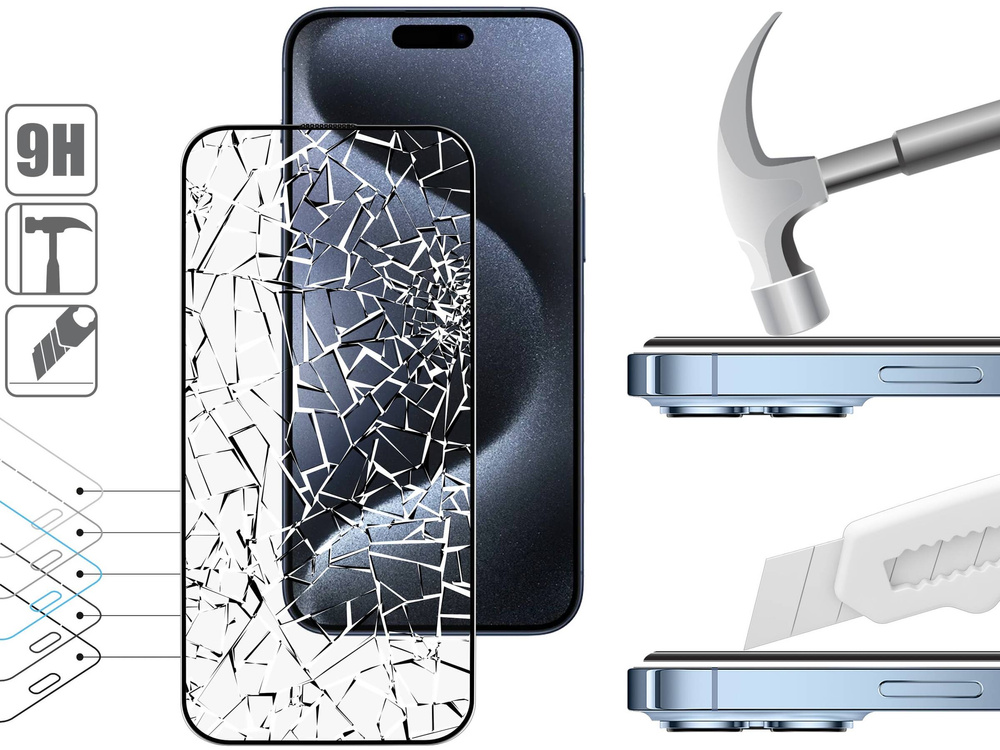2 szt. | moVear mBOX GLASS mSHIELD 2.5D MAX MATT do Apple iPhone 15 Pro Max (6.7") (Antyrefleksyjne, kompatybilne z etui, z Aplikatorem)