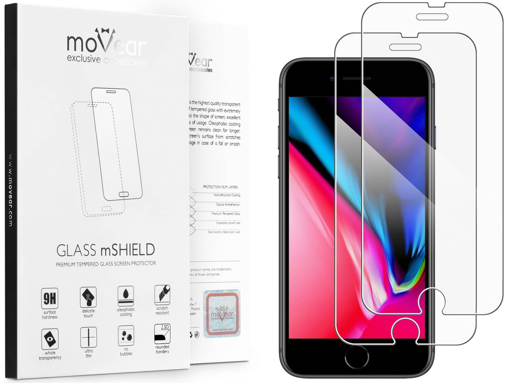 2 szt. | moVear GLASS mSHIELD 2.5D do Apple iPhone 6 Plus / 6s Plus (5.5") (kompatybilne z etui)