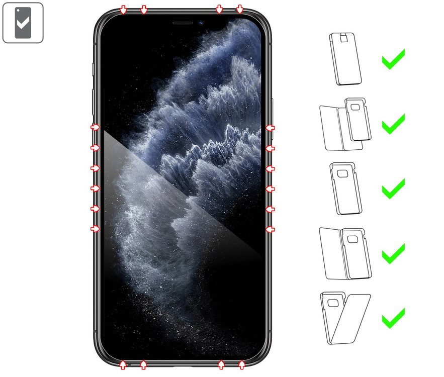 moVear GLASS mSHIELD 2.5D MAX do Apple iPhone 11 Pro / Xs / X (5.8") (kompatybilne z etui)