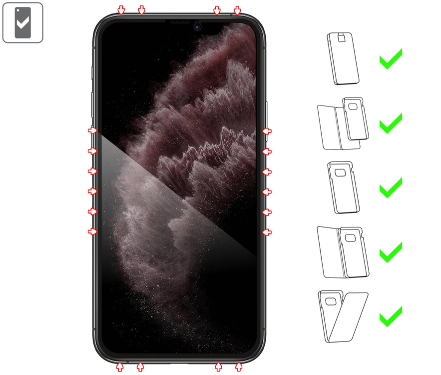2 szt. | moVear mBOX GLASS mSHIELD 2.5D MAX privacy do Apple iPhone 11 Pro Max / Xs MAX (6.5") (Anty spy, z Aplikatorem)