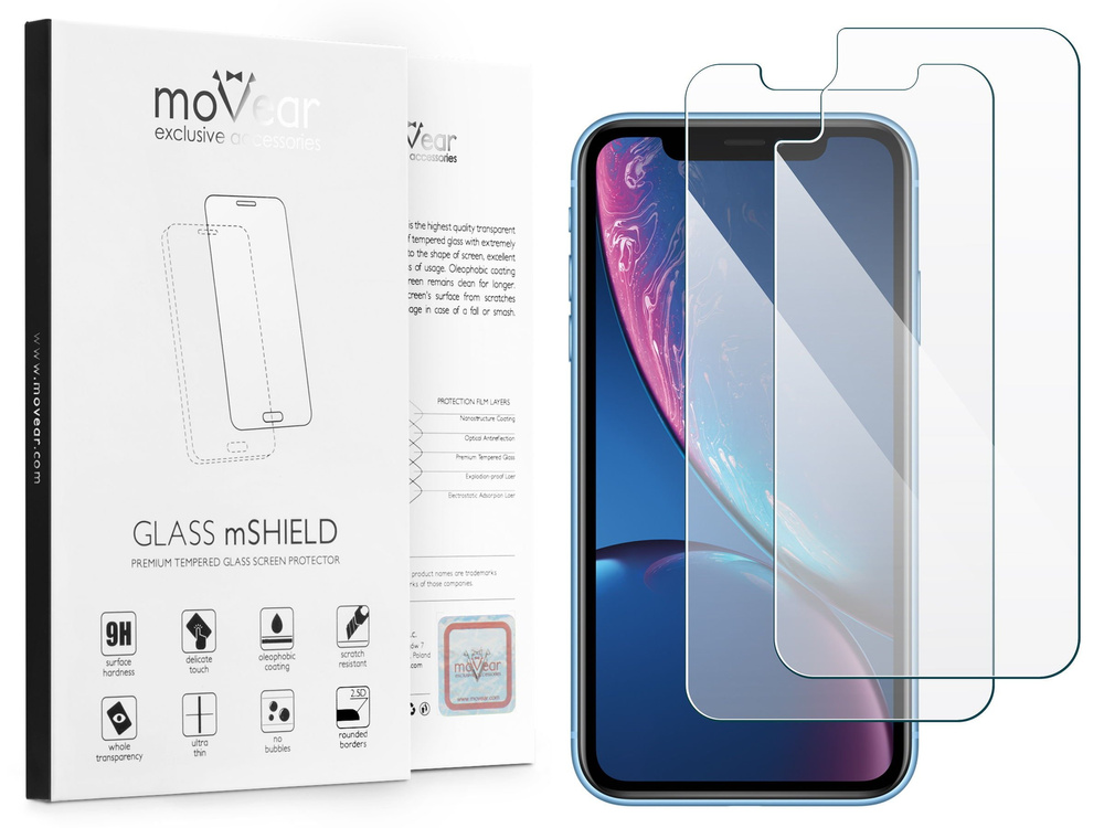 moVear GLASS mSHIELD 2.5D na Apple iPhone Xr | Szkło Hartowane (Przód + Tył)