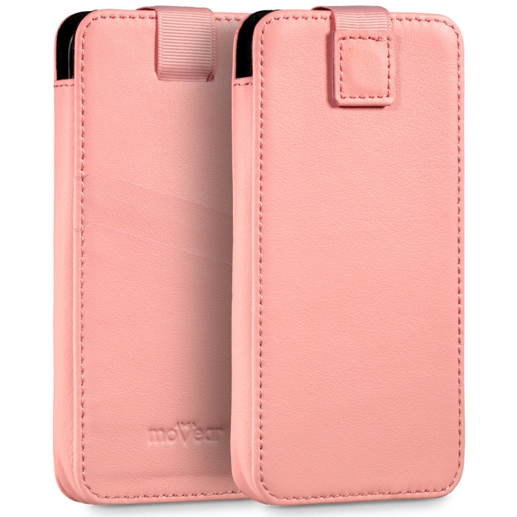 moVear pocketCase C+ skórzana wsuwka do Samsung rozmiar L (ok 162 x 80 x 9mm) | Skóra naturalna nappa (Różowa)