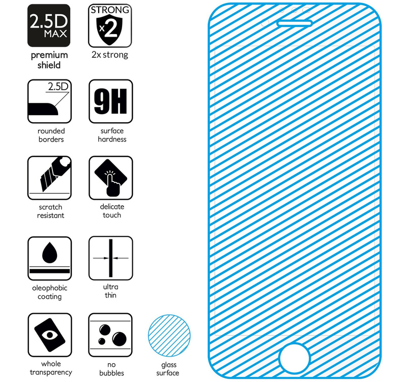 moVear GLASS mSHIELD 2.5D MAX do Apple iPhone 6s / 6 (4.7") (kompatybilne z etui)