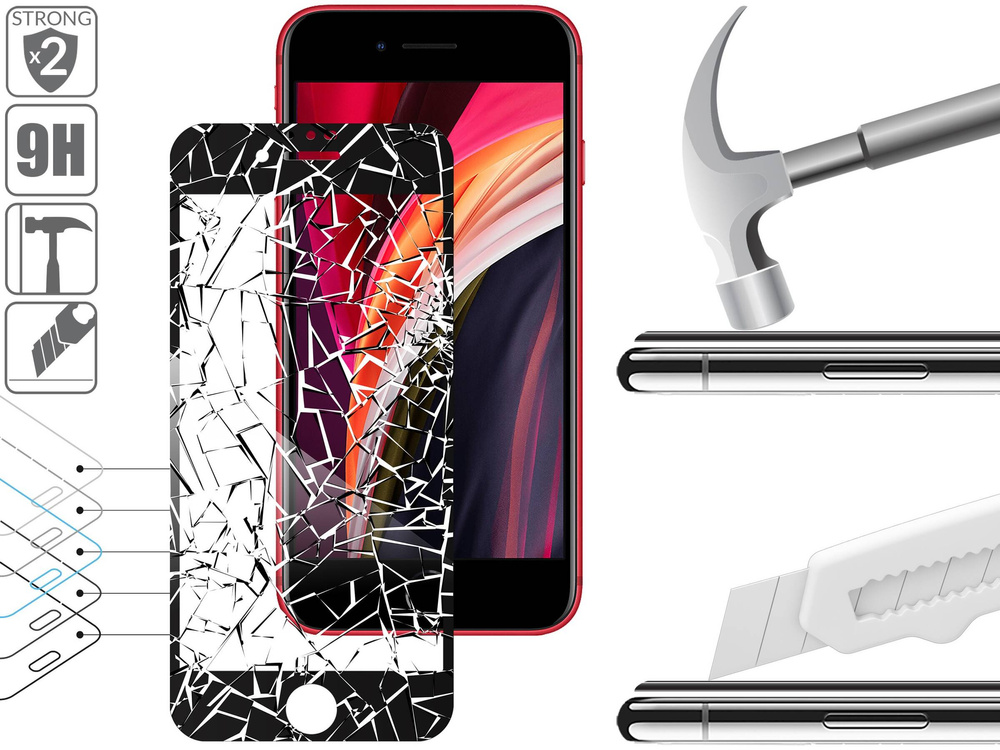 moVear GLASS mSHIELD 2.5D MAX do Apple iPhone SE (2022 / 2020) / 8 / 7 (4.7") (kompatybilne z etui)