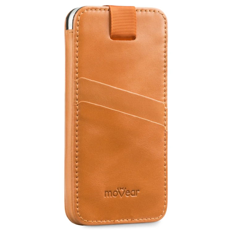 moVear pocketCase C+ skórzana wsuwka do Samsung rozmiar M (ok 148 x 71 x 8mm) | Skóra naturalna vintage (Jasnobrązowa)