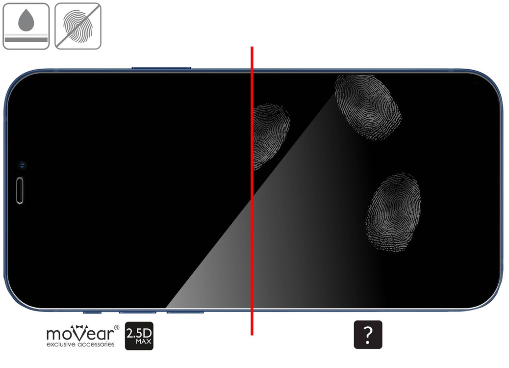 moVear GLASS mSHIELD 2.5D MAX do Apple iPhone 12 Pro / 12 (6.1") (kompatybilne z etui)