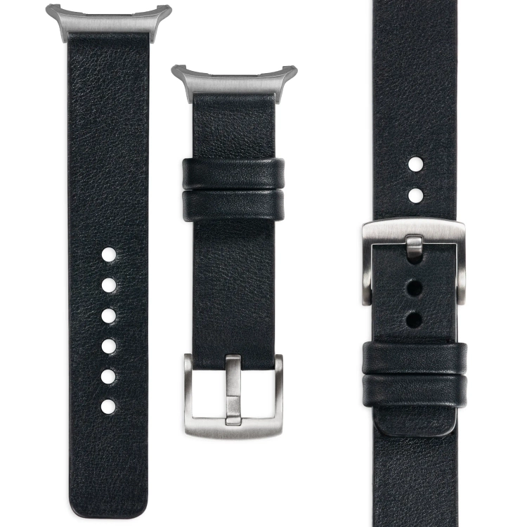 moVear Prestige S1 Skórzany pasek 24mm do Samsung Galaxy Watch Ultra | Czarny [rozmiary XS-XXL i klamra do wyboru]