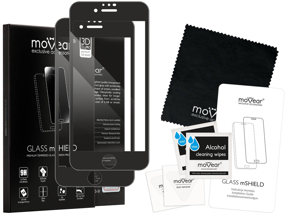 2 szt. | moVear GLASS mSHIELD 3D PRO-E do Apple iPhone SE (2022 / 2020) / 8 / 7 (4.7") (kompatybilne z etui)