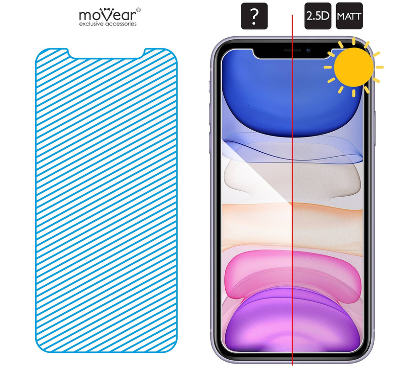 moVear GLASS mSHIELD 2.5D MATT do Apple iPhone 11 / Xr (6.1") (Antyrefleksyjne, kompatybilne z etui)
