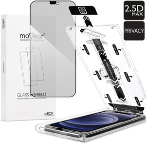 moVear mBOX GLASS mSHIELD 2.5D MAX privacy do Apple iPhone 12 Pro / 12 (6.1") (Anty spy, z Aplikatorem)