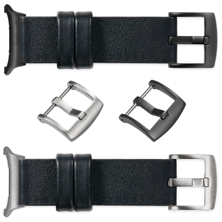 moVear Prestige S1 Skórzany pasek 22mm do Samsung Galaxy Watch Ultra | Czarny [rozmiary XS-XXL i klamra do wyboru]