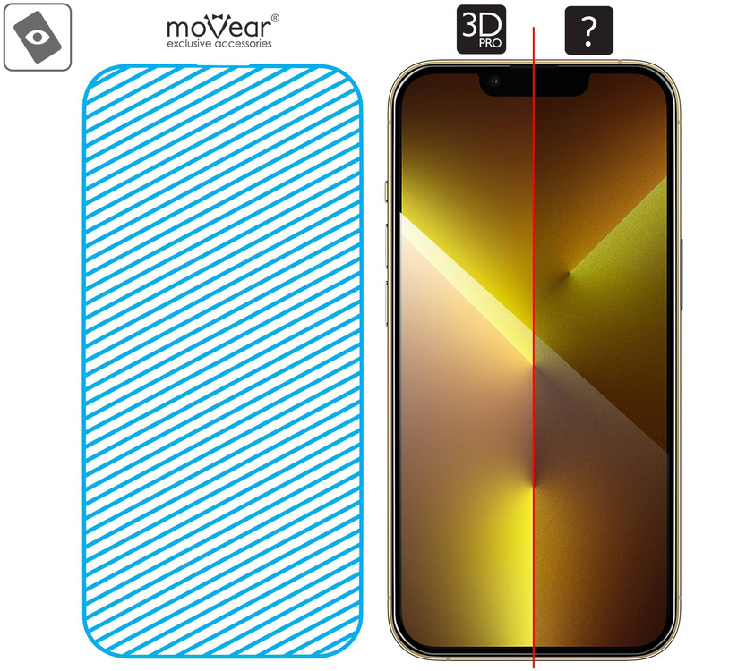 moVear mBOX GLASS mSHIELD 3D PRO do Apple iPhone 16e / 14 / 13 / 13 Pro (6.1") (łatwy montaż)