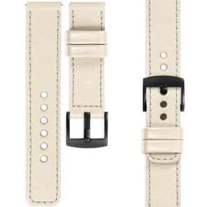 moVear Prestige C1 Skórzany pasek 20mm do Garmin Vivoactive 5/3, Vivomove 3, Venu 2 | Beżowy, beżowe przeszycie [rozmiary XS-XXL i klamra do wyboru]