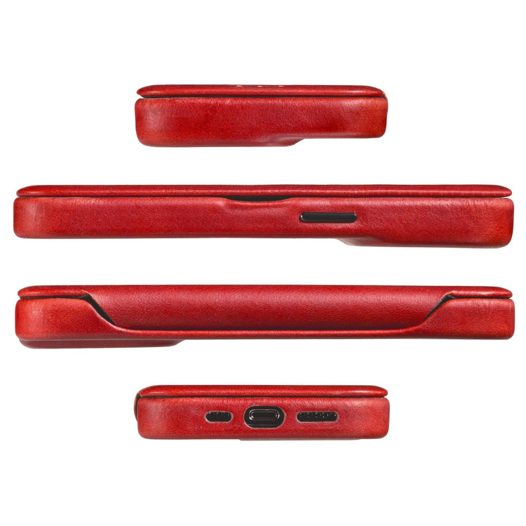moVear flipSide 4S skórzane etui do Apple iPhone 14 Pro Max (6.7") | Skóra naturalna gładka (Czerwona)