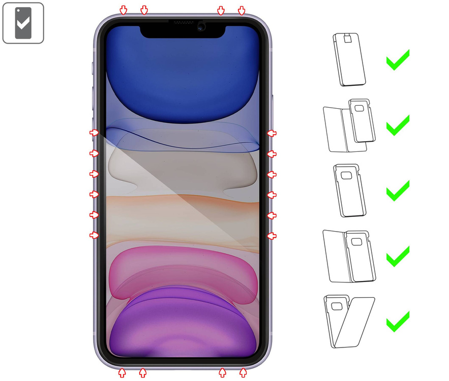 moVear mBOX GLASS mSHIELD 2.5D MAX privacy do Apple iPhone 11 / Xr (6.1") (Anty spy, z Aplikatorem)