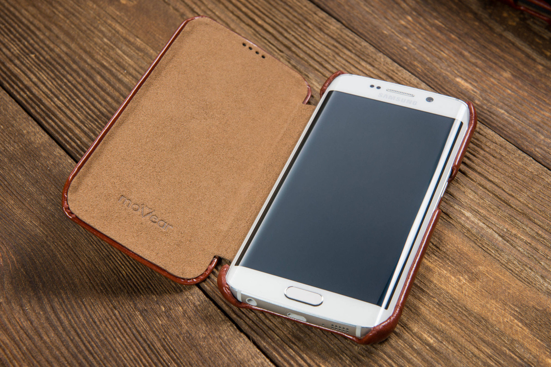
                    moVear flipSide S Skórzane Etui do Samsung Galaxy S6 edge | Skóra Vintage | Brązowy