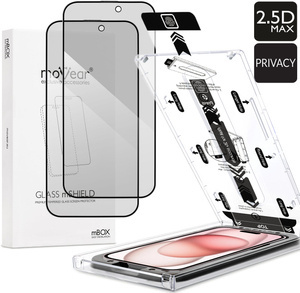2 szt. | moVear mBOX GLASS mSHIELD 2.5D MAX privacy do Apple iPhone 16 / 15 (6,1") (Anty spy, z Aplikatorem)