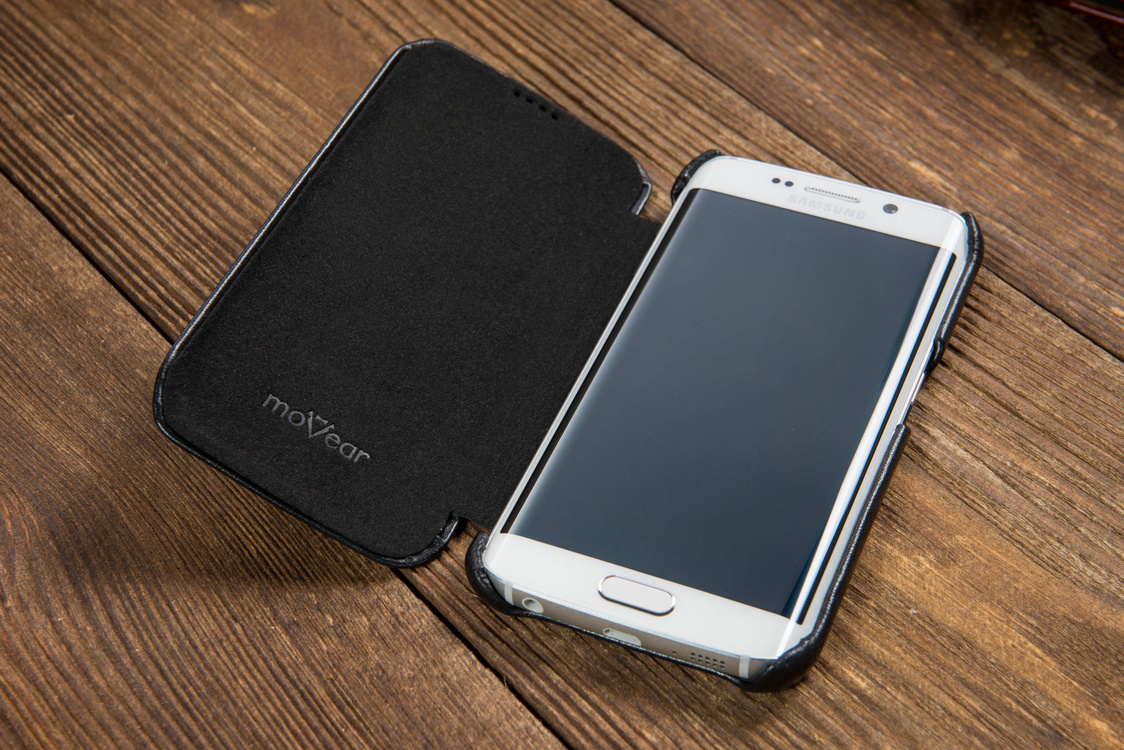 moVear flipSide S skórzane etui do Samsung Galaxy S6 edge (0) | Skóra naturalna gładka (Czarna)