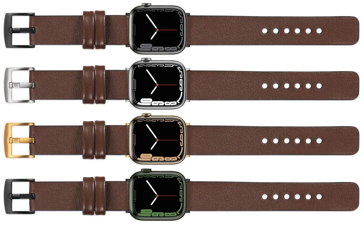 moVear Prestige S1 Skórzany pasek 22mm do Apple Watch 10 / 9 / 8 / 7 / 6 / 5 / 4 / SE (46/45/44mm) & Ultra (49mm) | Ciemnobrązowy [adapter i klamra do wyboru]