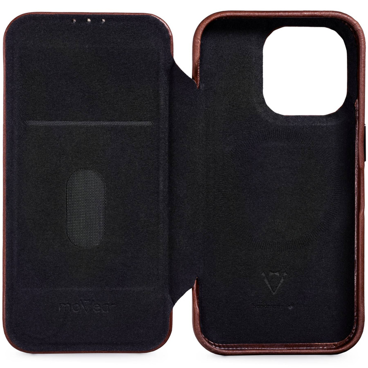 moVear flipSide 4S skórzane etui do Apple iPhone 14 Pro Max (6.7") | Skóra naturalna olejowana (Kasztanowy brązowy)