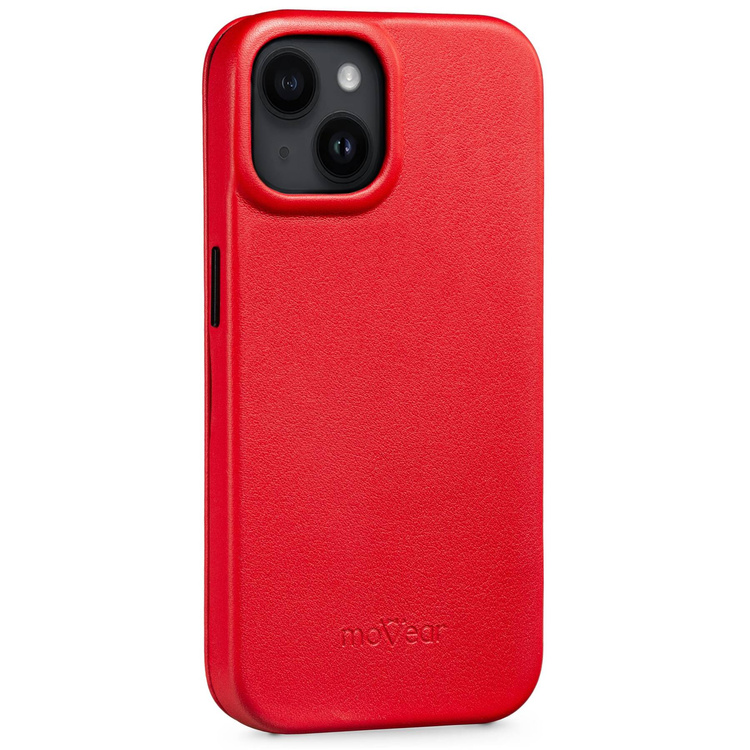 moVear flipSide 4S skórzane etui do Apple iPhone 14 (6,1") | Skóra naturalna gładka (Czerwona)