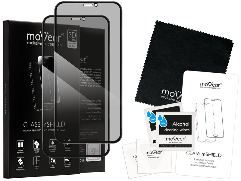 2 szt. | moVear GLASS mSHIELD 3D PRO privacy do Apple iPhone 11 Pro / Xs / X (5.8") | (Prywatyzujące)