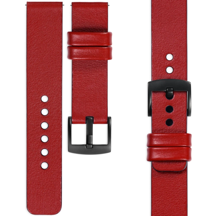 moVear Prestige S1 Skórzany pasek 22mm do Xiaomi Watch S1 / Mi Watch / Amzfit | Czerwony szkarłatny [rozmiary XS-XXL i klamra do wyboru]