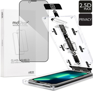 moVear mBOX GLASS mSHIELD 2.5D MAX privacy do Apple iPhone 14 / 13 / 13 Pro (6.1") (Anty spy, z Aplikatorem)