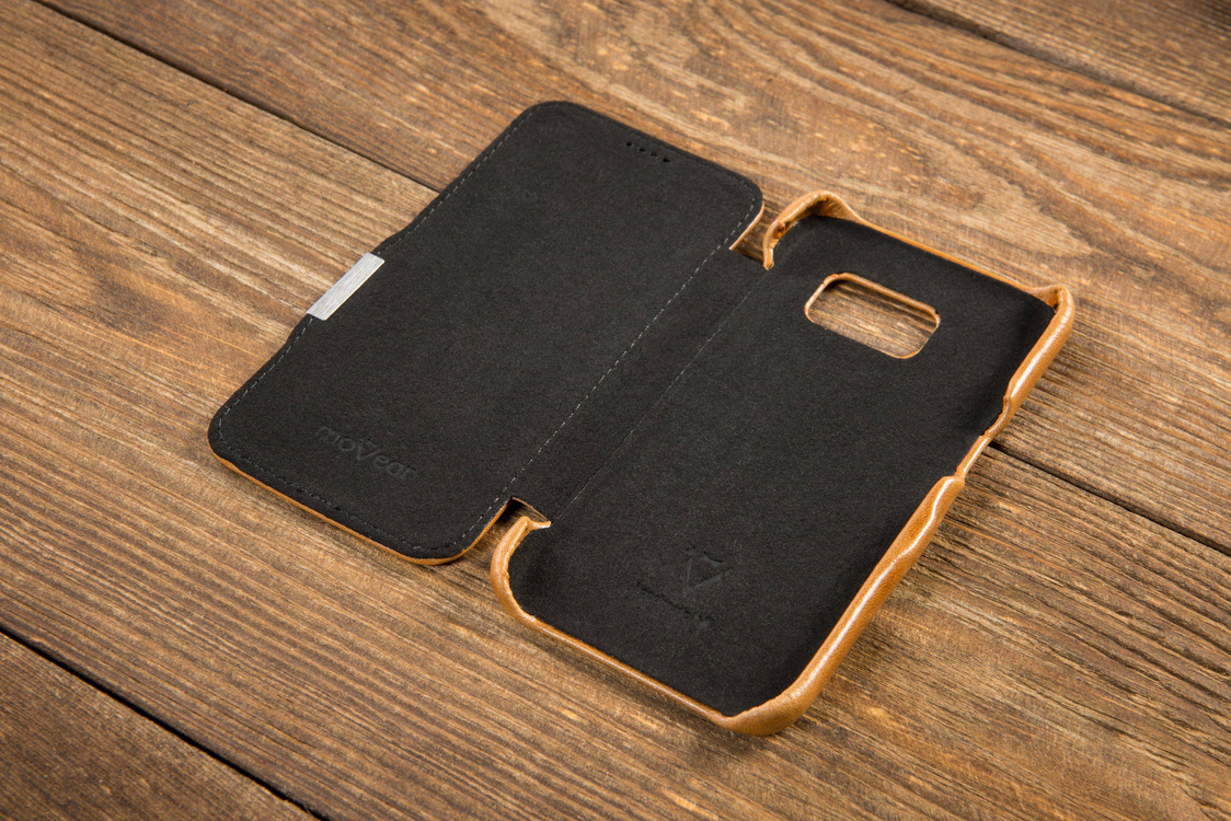 moVear flipSide C+ Skórzane Etui do Samsung Galaxy S6 | Skóra Vintage | Jasnobrązowy