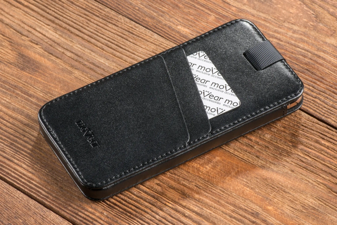 moVear pocketCase C+ skórzana wsuwka do Apple iPhone Air / 11 Pro MAX / Xs MAX / 11 / XR / 8/7/6 Plus | Skóra naturalna gładka (Czarna)
