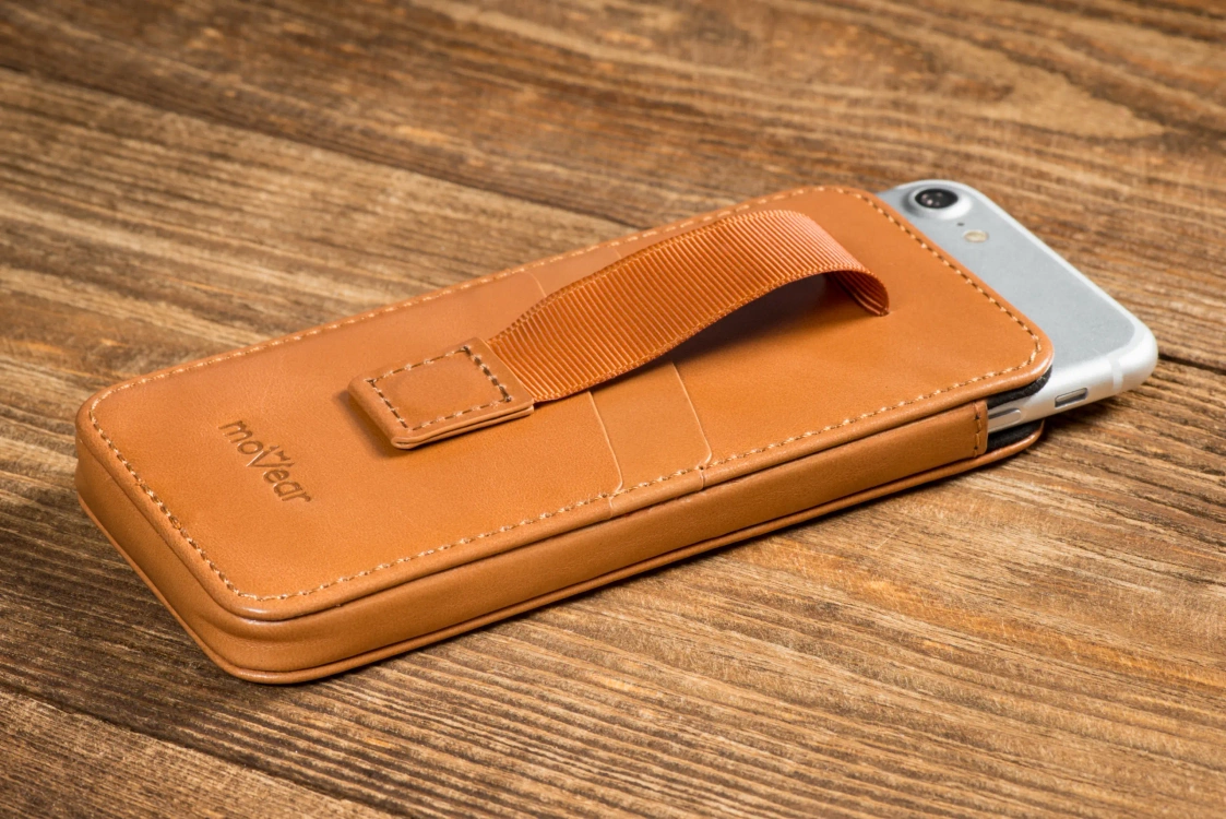 moVear pocketCase C+ skórzana wsuwka do Samsung rozmiar M (ok 148 x 71 x 8mm) | Skóra naturalna vintage (Jasnobrązowa)