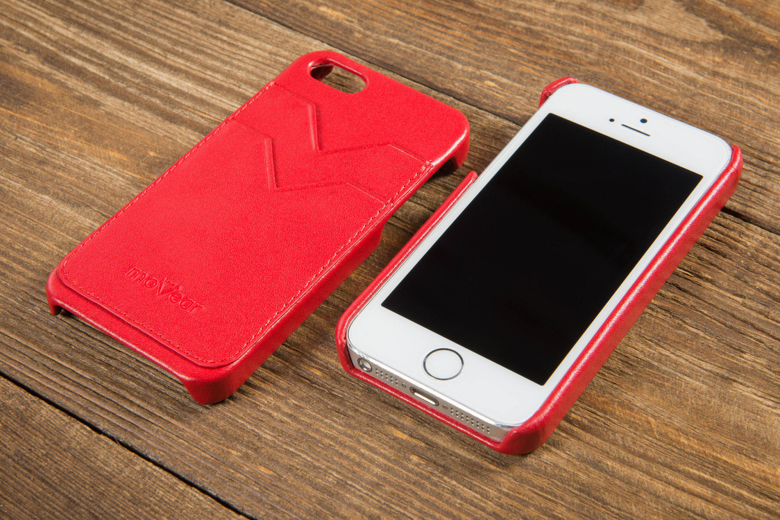 moVear backCover S+ Skórzane Etui Plecki do Apple iPhone SE / 5s / 5 | Skóra Gładka | Czerwony