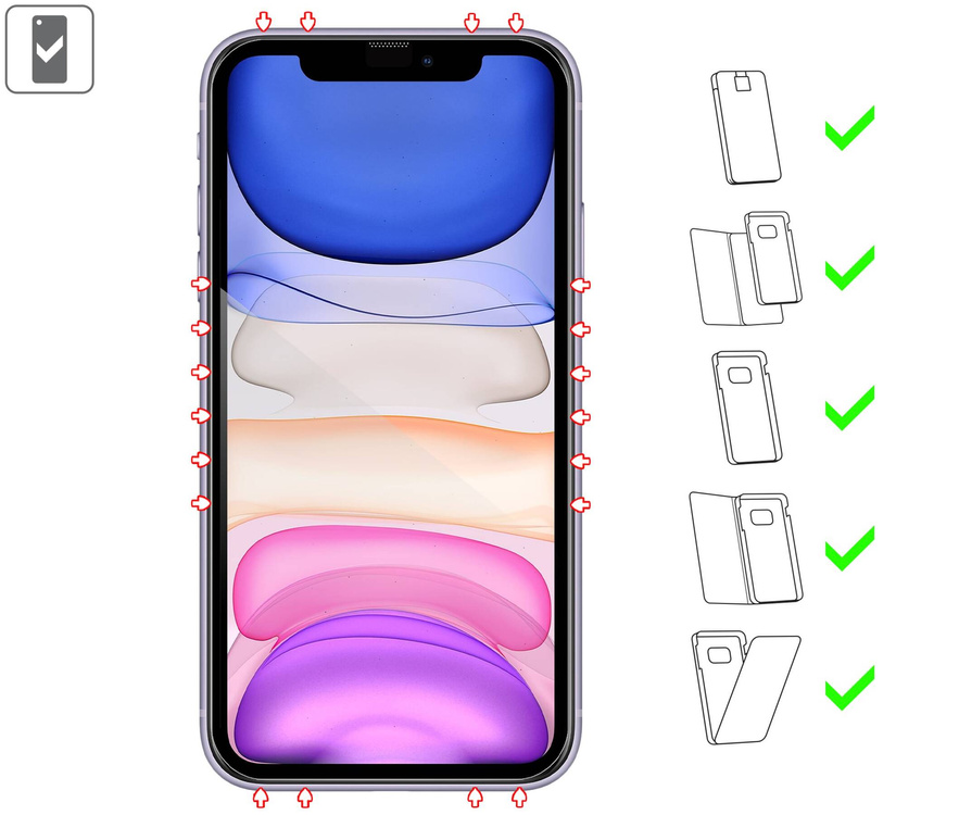 2 szt. | moVear mBOX GLASS mSHIELD 2.5D MAX do Apple iPhone 11 / Xr (6.1") (łatwy montaż)