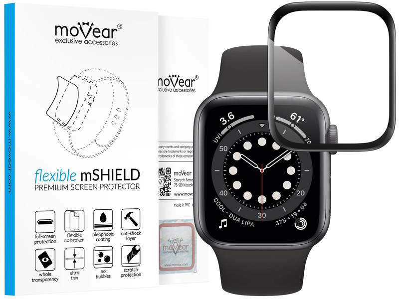 moVear flexible mSHIELD 3D PRO do Apple Watch 6/5/4/SE (40mm) (1.57"). Pancerne szkło hybrydowe.