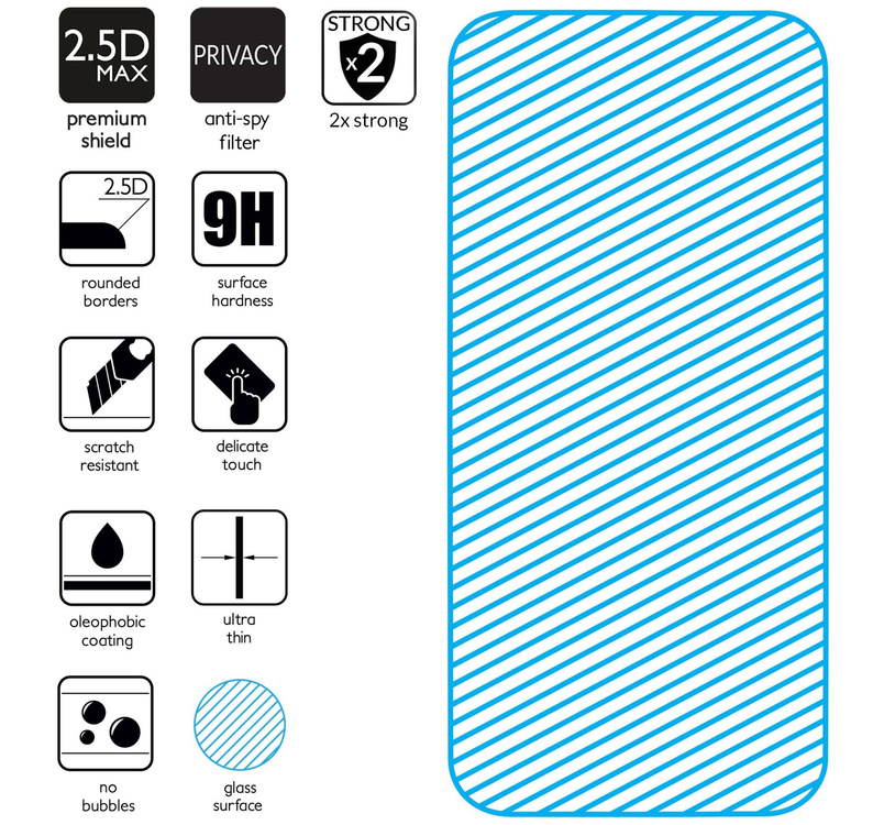 moVear GLASS mSHIELD 2.5D MAX privacy do Apple iPhone 14 Pro Max (6.7") (Prywatyzujące, kompatybilne z etui)