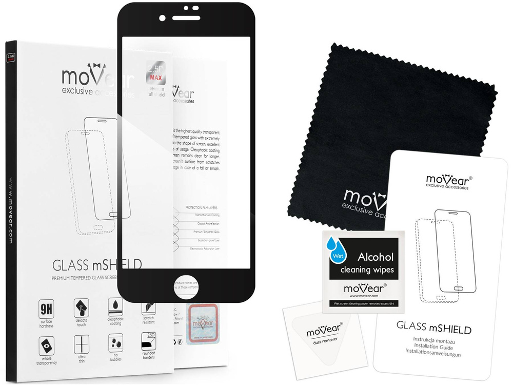 moVear GLASS mSHIELD 2.5D MAX do Apple iPhone 8 / 7 (4.7") (kompatybilne z etui)