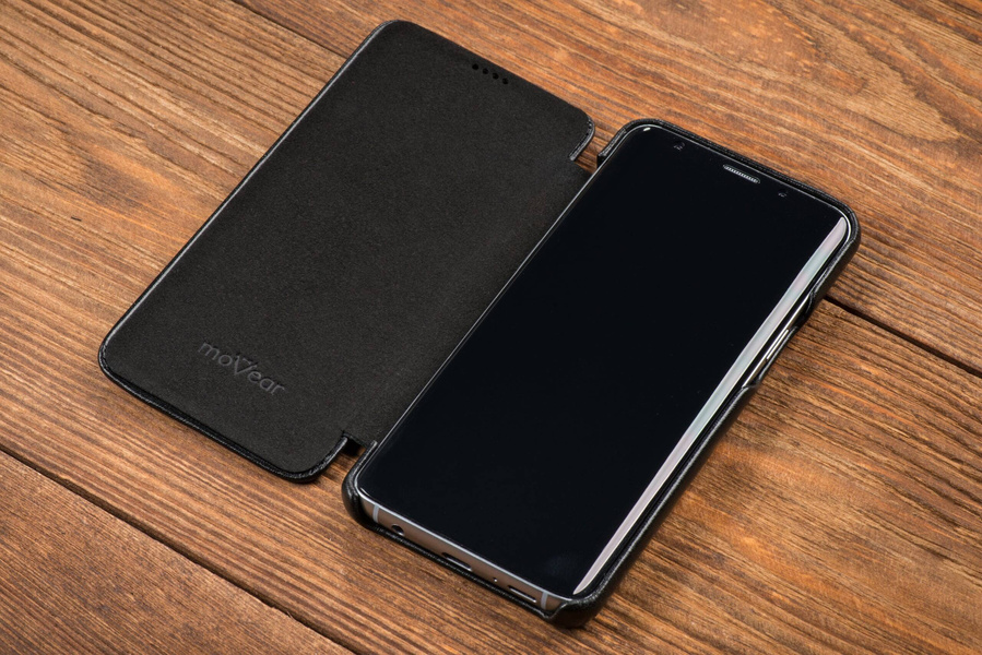 moVear flipSide S skórzane etui do Samsung Galaxy S9 (5.8") | Skóra naturalna gładka (Czarna)