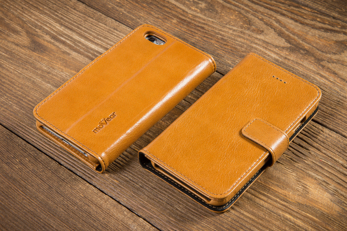 moVear multiCover W Skórzane Etui 3w1 do Apple iPhone 6 / 6s | Portfel, Wallet | Skóra Vintage | Jasnobrązowy
