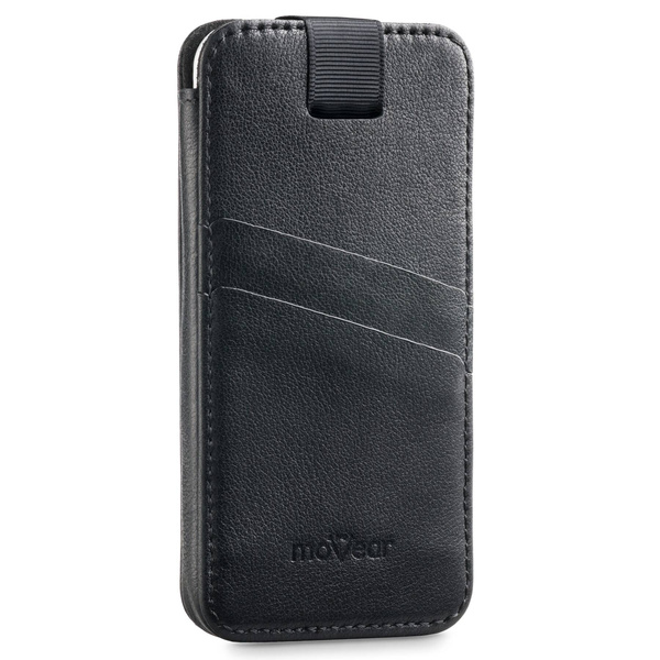 moVear pocketCase C+ skórzana wsuwka do Apple iPhone 13 Mini / 12 Mini / SE 2020 / 8 / 7 / 6 | Skóra naturalna nappa (Czarna)