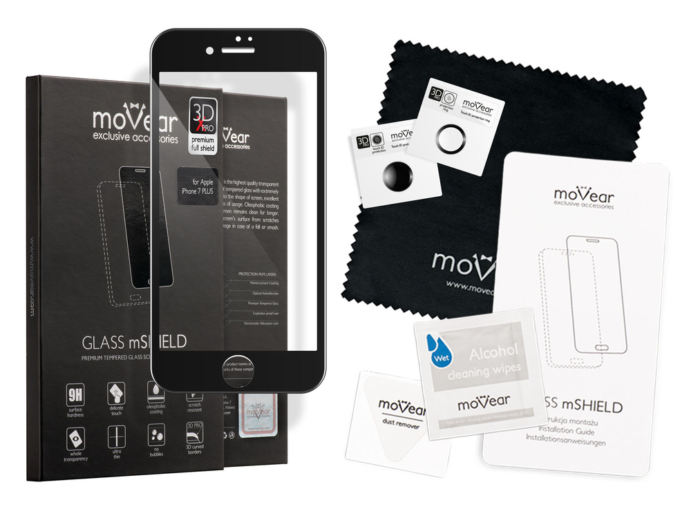 moVear GLASS mSHIELD 3D X-PRO na Apple iPhone 7 Plus | Szkło Hartowane na Cały Ekran, 9H