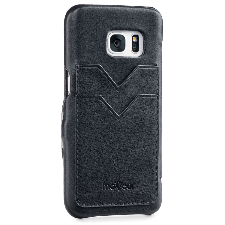 moVear flipSide C+ Skórzane Etui do Samsung Galaxy S7 | Skóra Gładka | Czarny